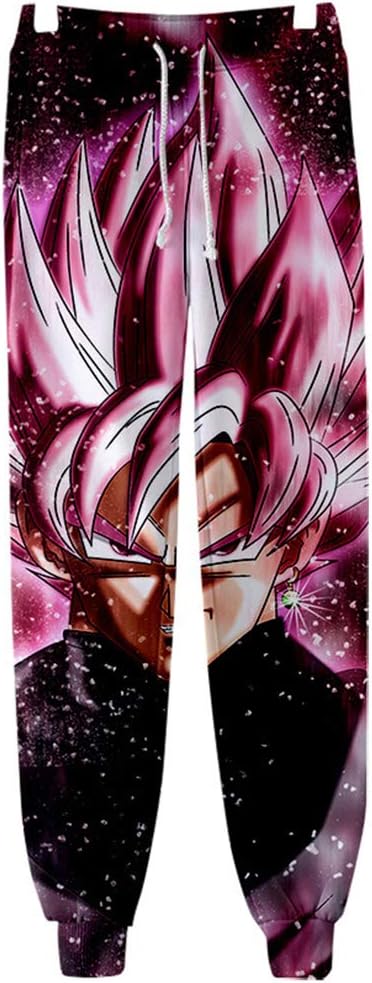 Fbestfan Men Women 3D Digital Print Graphric Cool Joggers Casual Pants Sports Sweatpants Dragon Ball Black Goku Super Saiyan