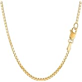 Jewelry Affairs 14k Yellow Solid Gold Mirror Box Chain Necklace, 1.7mm