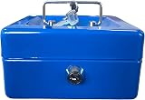 REQUISITE NEEDS 6" Steel Money Box Cash Safe Tin Lock 2 Keys Blue view 3