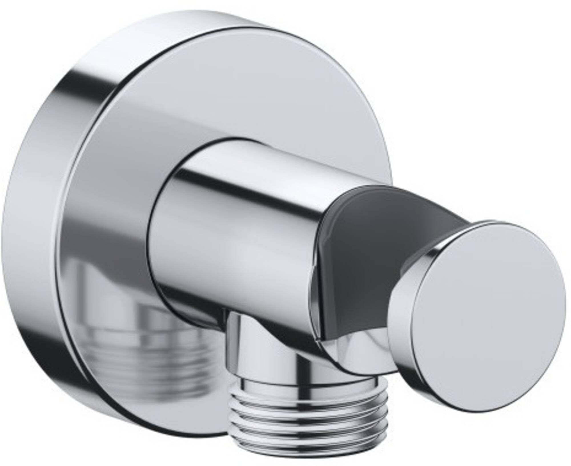 Duravit Universal Wall Outlet, Wall Outlet with Shower Holder, Round Wall Connection Elbow, Chrome
