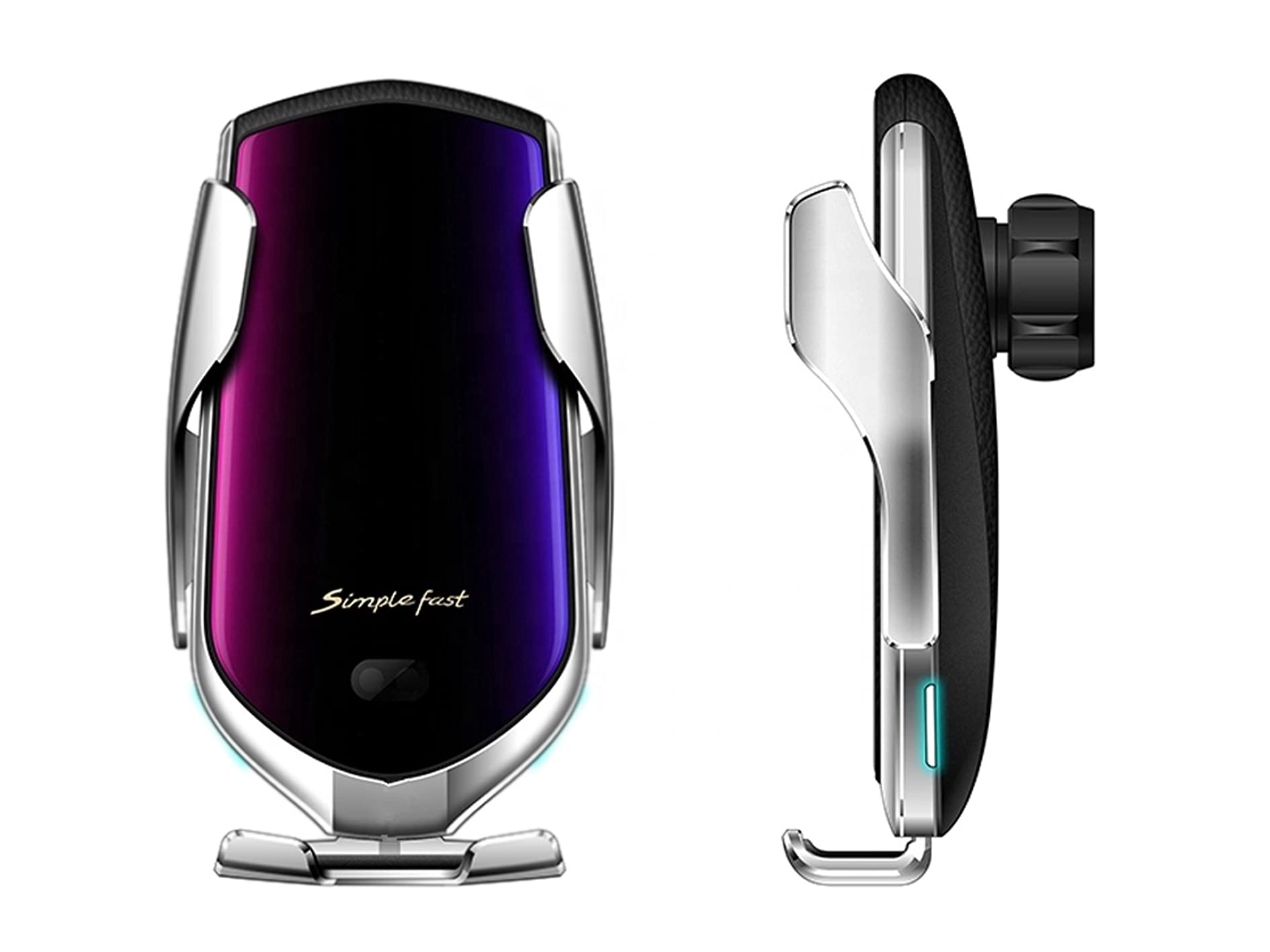 Wireless Car Charger, 2 in 1 10W Qi Fast Charging Phone Holder for Car Air Vent,Auto-clamping Car Mount/Cradle Phone Holder for Apple iPhone 12/11/X/XS/Max/XR/Samsung Galaxy S9/S10/S20/S21(Silver)