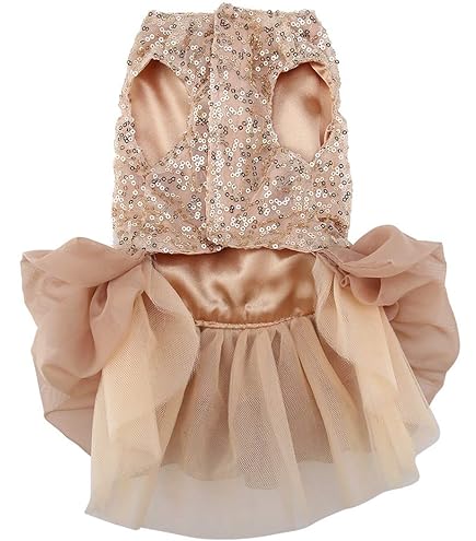 Amazon.com : Small Dog Wedding Dress WALFRONT Rose Gold Sequined Princess  Bubble Skirt (M) : Pet Supplies