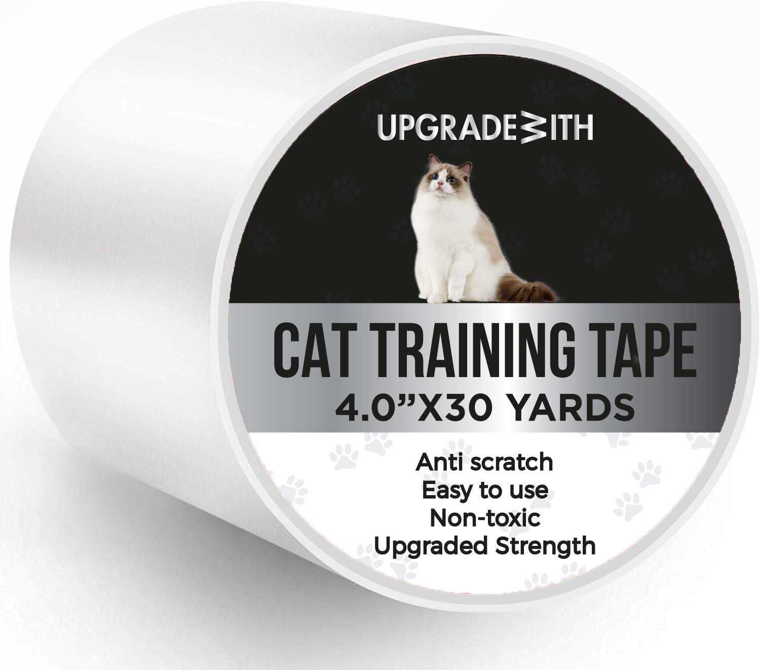 UpgradeWith Cat Scratch Deterrent Tape | Double-Sided Training Tape | Prevent Cat from Scratching | Non-Toxic and Safe Polyester Material | 4 Inches x 30 Yards