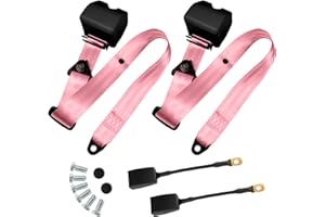SKRSOUL 2 Set Universal 3pt Adjustable Retractable Lap Suitable for Modification Belts Kit for Go Kart,Club Golf Cart,Van,UTV,VR, Buggies, Minivan,Pickup and Truck (Pink)