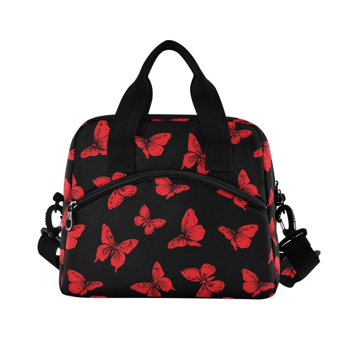 ALAZA Lunch Bags for Women Girls Boys, Butterfly Insulated Lunch Box with Shoulder Straps and Handle, Crossbody Tote Lunch Bag for School Office