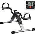 Folding Pedal Exerciser - Mini Exercise Bike Under Desk Bike Pedal Exerciser with LCD Display for Arms and Legs Workout, Portable Desk Bike Peddler Machine for Adults & Seniors