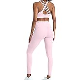POPSUGAR 2 Piece Workout Sets for women, High Waist Leggings and Sports Bra Yoga Set Matching Gym Pilates Running Work Outfit