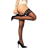 sofsy Silky-Soft Stay Up Thigh Highs for Women - Italian Sheer Stockings with Anti-Slip Lace Top & Reinforced Toes