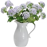 EUEUZLT Hydrangea Artificial Flowers Fake Hydrangeas - Silk Flowers 4 Pack 28 Inch Long with 12 Real Touch Blooms, Snowball Viburnum for Wedding and Home Decor(Purple)