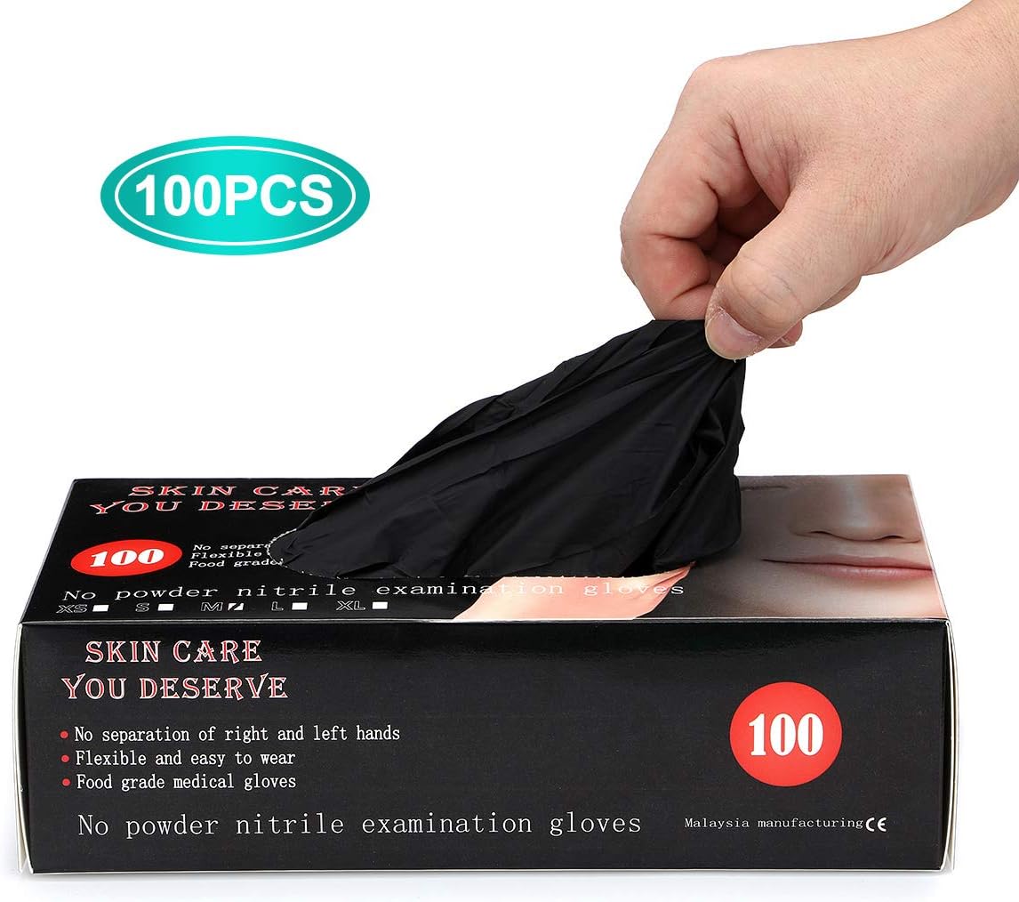 JOSEKO Disposable Medical Gloves Clean Gloves - Lot of 100 Gloves Black l