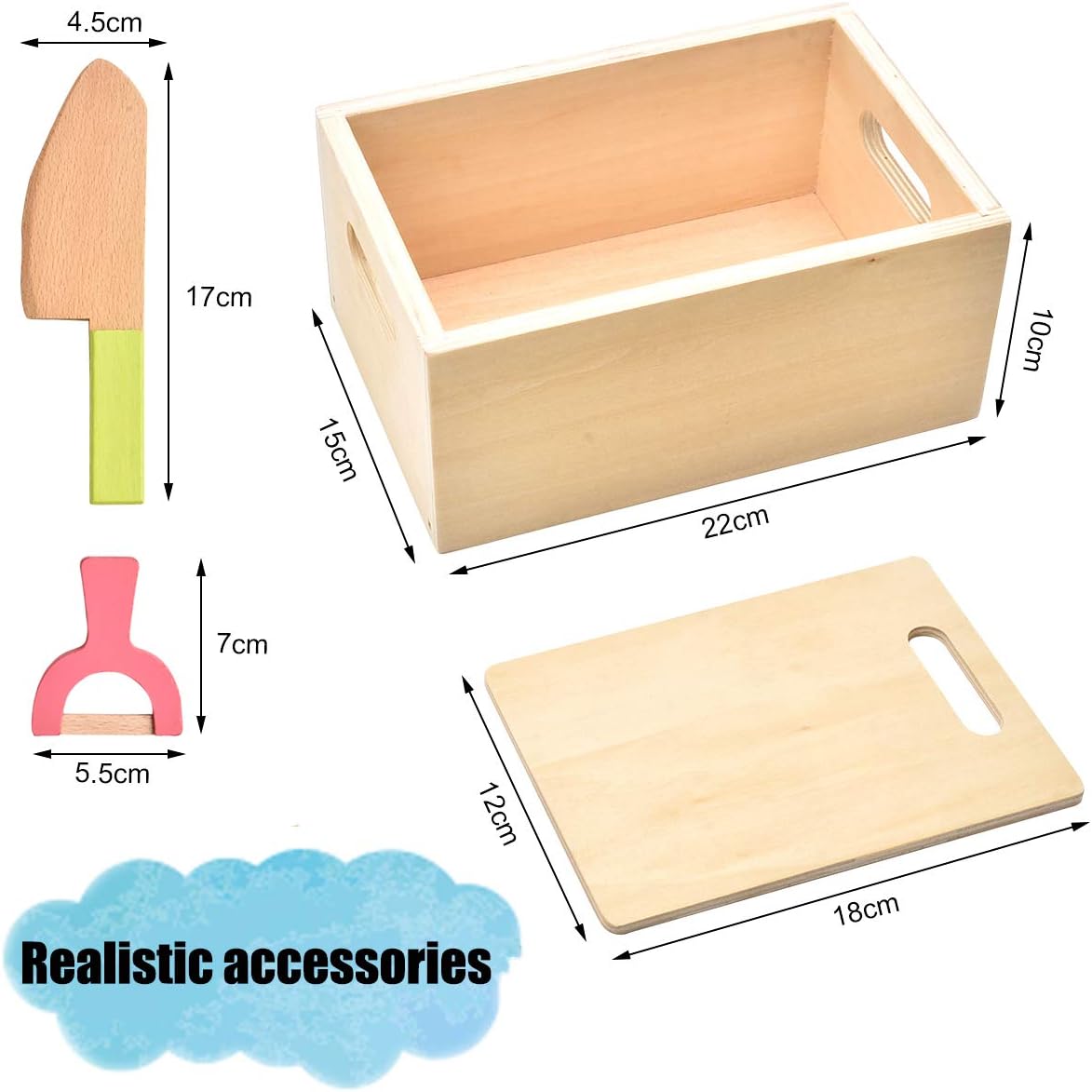 CARLORBO Wooden Cutting Play Food set Pretend Children Play Kitchen Food Wooden Cutting