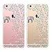 iPhone 6 / 6S 4.7-inch Transparent Case Flower Ultra Slim Thin Soft Cover Anti-Slip Shell (Elephant Flowers)