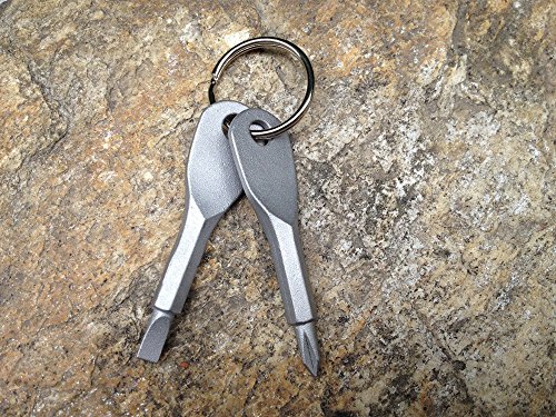 EKLOEN Outdoor Multifunctional Pocket Mini Tool Screwdriver with Keychain (2 Piece Black and 2 Piece Silver) - Thumbnail 2