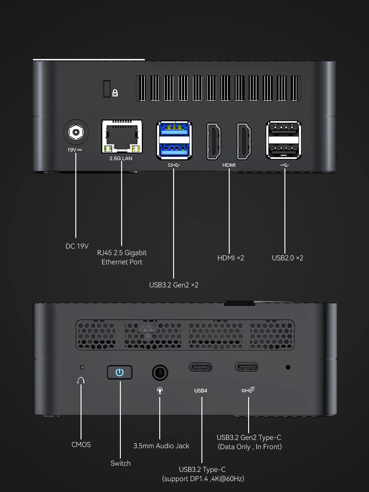 MINISFORUM Mini Server UM560 XT AMD Ryzen 5 5600H Mini PC 16GB RAM 512GB PCIe SSD Mini Computer, 2.5G Intel NIC, 2 X HDMI & USB-C, 6 X USB Port,Small Form Factor