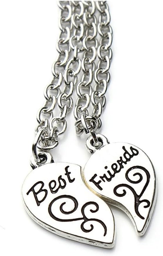 Charles William Womens Girls Best Friends Pendant Necklace Set Two Halves Love Heart BFF Close Friends Gift Present