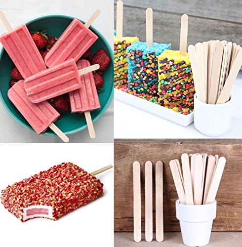 Korlon 200 Pcs Craft Sticks Ice Cream Sticks Wooden Popsicle Sticks 4-1/2" Length Treat Sticks Ice Pop Sticks