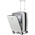 Hanke Grace Expandable Suitcases with Wheels Hardshell Carry On Luggage Airline Approved, 20 Inch Travel Suitcase Lightweight Tsa Luggage for Short Business Trips, Smoke White.