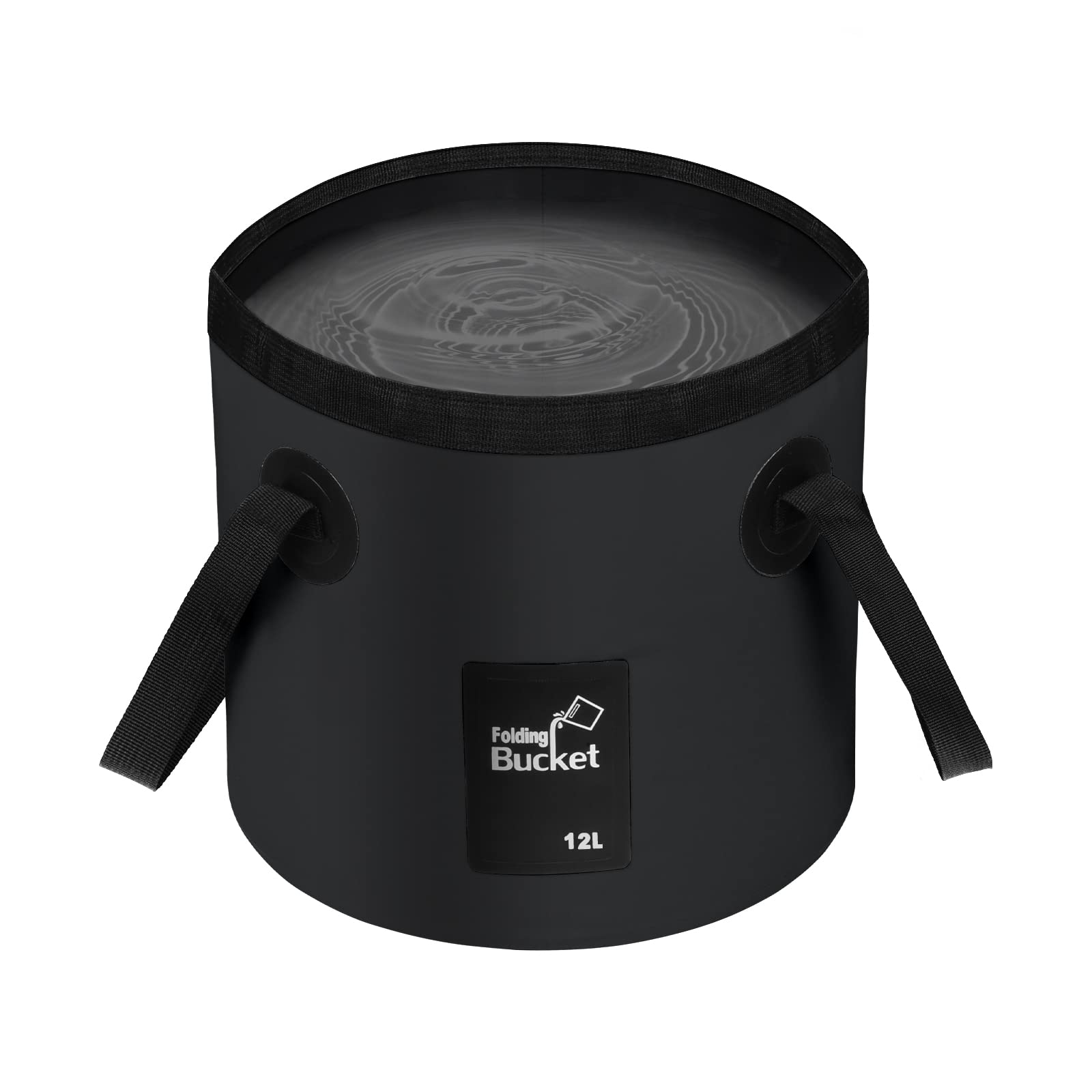 Folding Bucket - Foldable Camping Storage Container Collapsible Bucket 12L Portable Lightweight Pail for Camping Traveling Hiking Fishing Boating and Gardening (Black(12L))