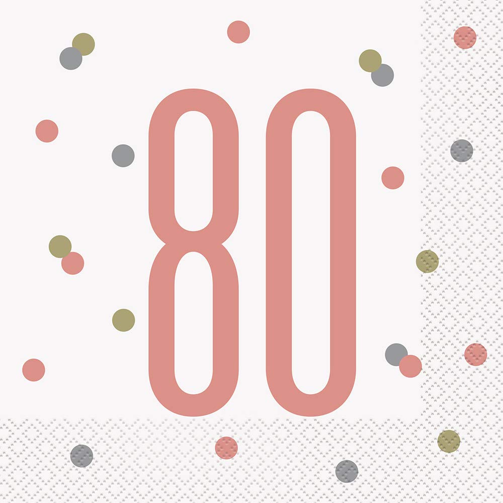 Elegant Rose Gold 80th Glitz Luncheon Napkins (16cm) - Perfect for Parties, Weddings, & Special Occasions - 16 ct