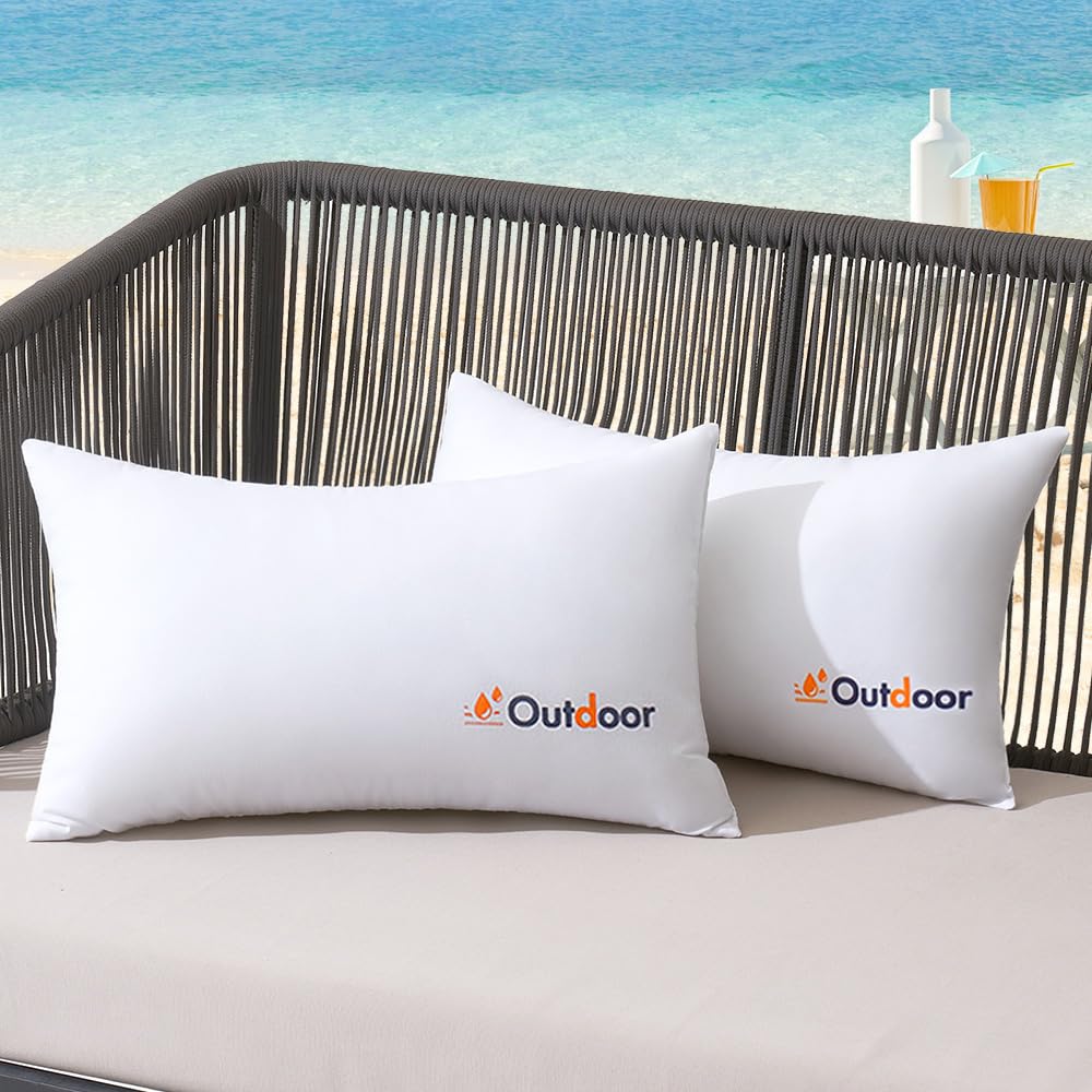 Photo 1 of (MISSING ONE) MIULEE Pack of 2 12x20 Outdoor Waterproof Throw Pillow Inserts, Decorative Water-Resistant Pillow Cushion for Patio Garden