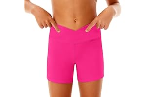 Girls Yoga Shorts Teen Gymnastics Dance Volleyball Athletic Slim Biker Pants Casual Comfy Running Workout Basic Tights