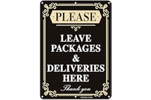 Faittoo Please Leave Packages and Deliveries Here Sign, 14 x 10 Inch Reflective Aluminum Sign, UV Protected and Weatherproof, Durable Ink, Easy to Install and Read, Indoor/Outdoors Use