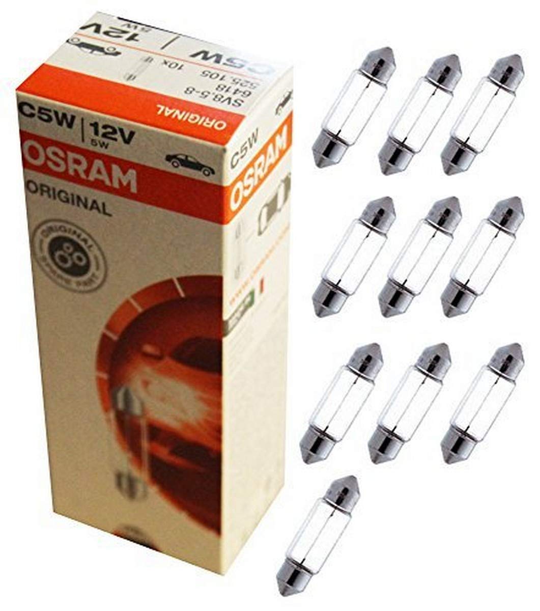 Osram 6418 Original Festoon Lamps, 12 V, 5 W, Set of 10