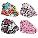 kilofly 4pc Adjustable Surgical Scrub Cap Sweatband Medical Doctor Bouffant Hats