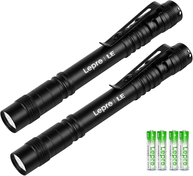 Lepro Small Torch Battery Powered 2 Pack LED Penlight 3 Modes IPX4