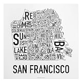 San Francisco Neighborhoods Map, Black & White, 18