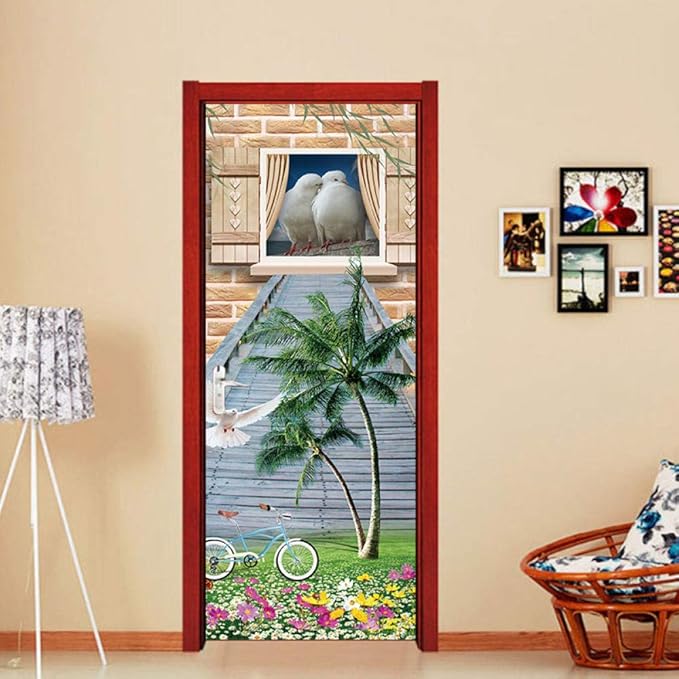 Diopn Etiqueta De La Puerta Pigeon Coconut Tree Roads Frame Nevera ...