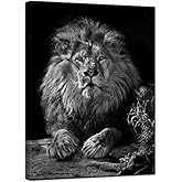 Nachic Wall Lion Canvas Wall Art Modern Black and White Animal Picture Painting for Home Office Living Room Bedroom Decor Gallery Canvas Wrapped Ready to Hang