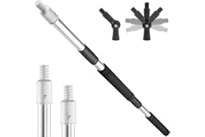 Frebuta Paint Roller Extension Pole with Swivel,2Ft to11Ft Multi-Purpose Splice Extension Pole Long Handle with 180 Degree Swivel Head Window Squeegee Gutter Cleaning Tools Soft Sponge Handle