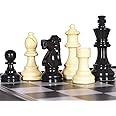 ELONGDI Weighted Chess Pieces Only, 2 Extra Queens/Staunton Chessmens with 3" King/Waterproof Storage Bag,for Replacement & Chess Board Games - No Board