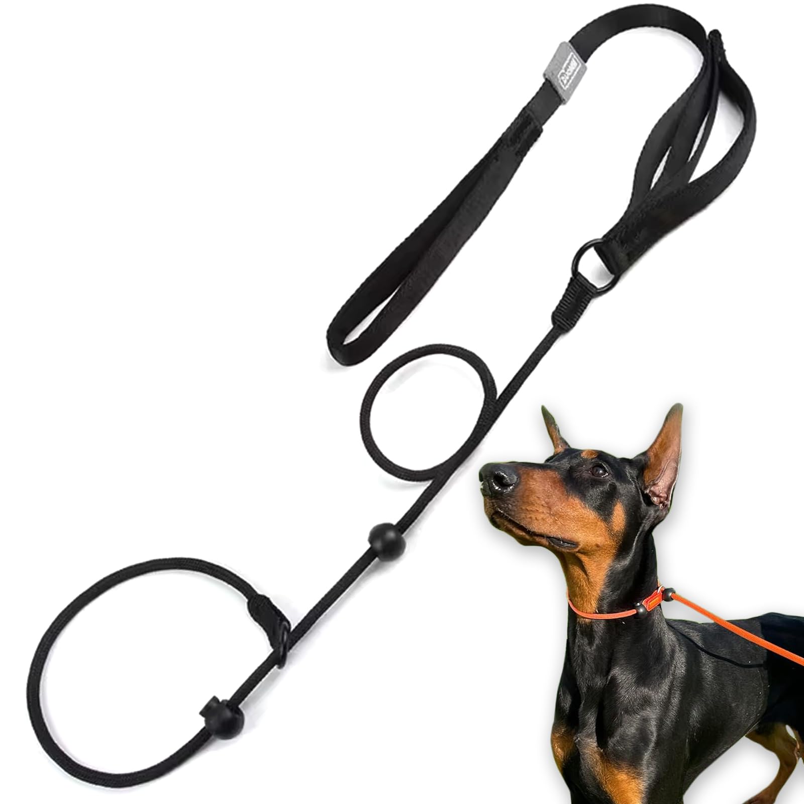 NICECONE Slip Lead Dog Leash with Padded Handle, Fine Webbing Training Leash Anti Pull Training Slip Loop Lead for Small Medium Large Dogs (Black)
