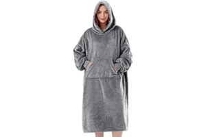 Sioloc Wearable Blanket Hoodie for Women/Kids/Men, Oversized & Cozy Sherpa Lined Hoodie Sweatshirt Blanket