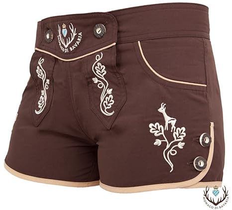 Monaco di Bavaria Originelle bayerische DAMEN HOTPANTS, Tracht, Lederbadehose, Freizeithose, Badelederhose