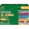 Seal Fresh 5 Gallon Large Plastic Storage Bags – 18" x 24" (15 Count) – Reusuable XXL Extra Large Heavy Duty Clear Jumbo Freezer Zip Bags with Sealable Zipper Top For Clothes, Travel, Moving
