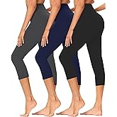 GAYHAY 3 Pack Capri Leggings for Women - Stretch Tummy Control Yoga Pants for Cycling Workout
