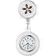 Retractable Nurse Watch with Second Hand for Women Doctors Clip-on Hanging Lapel Nurse Watches Cute Leaves Pattern Silicon Co