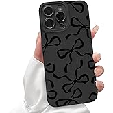 Lovmooful Compatible for iPhone 15 Pro Max Case Cute Aesthetic Ribbon Bowknot with Black Design for Girls Women Soft TPU Shockproof Protective Girly for iPhone 15 Pro Max Case-Big Bow