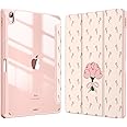 Fintie Hybrid Slim Case for iPad Air 11-inch M3 (2025) / M2 (2024), iPad Air 5th (2022) / 4th Generation (2020) 10.9 Inch - Shockproof Cover with Clear Back Shell & Pencil Holder, Coquette Tulips