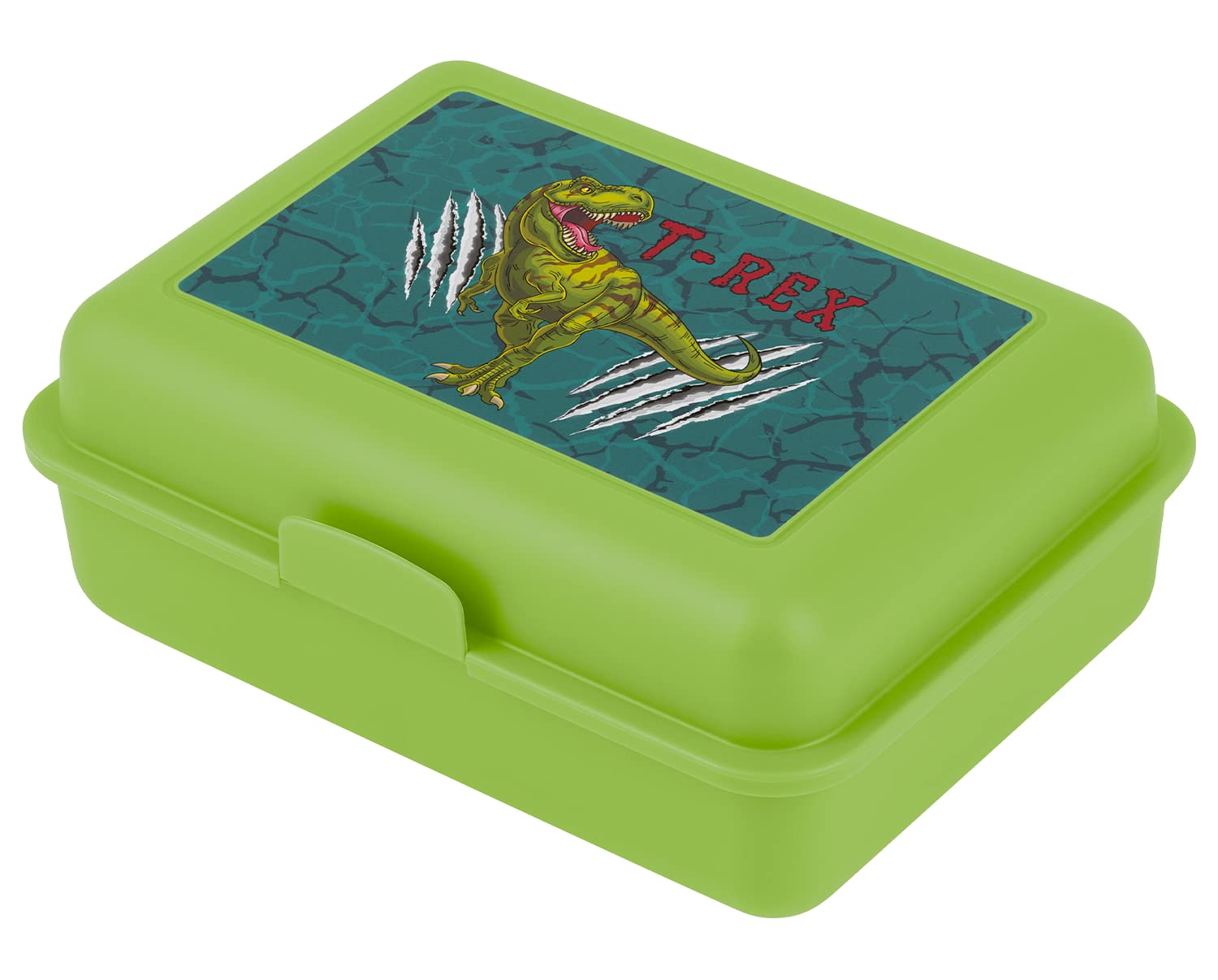 Baagl T-Rex Lunch Box - Green, Dinosaur, School, Camping, Family Outings