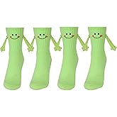 MIZMRSMAIS 2 Pairs Cute Kids Magnetic Hand Holding Socks Cotton Funny 3D Doll Child Hand in Hand Socks Mid-Tube Socks