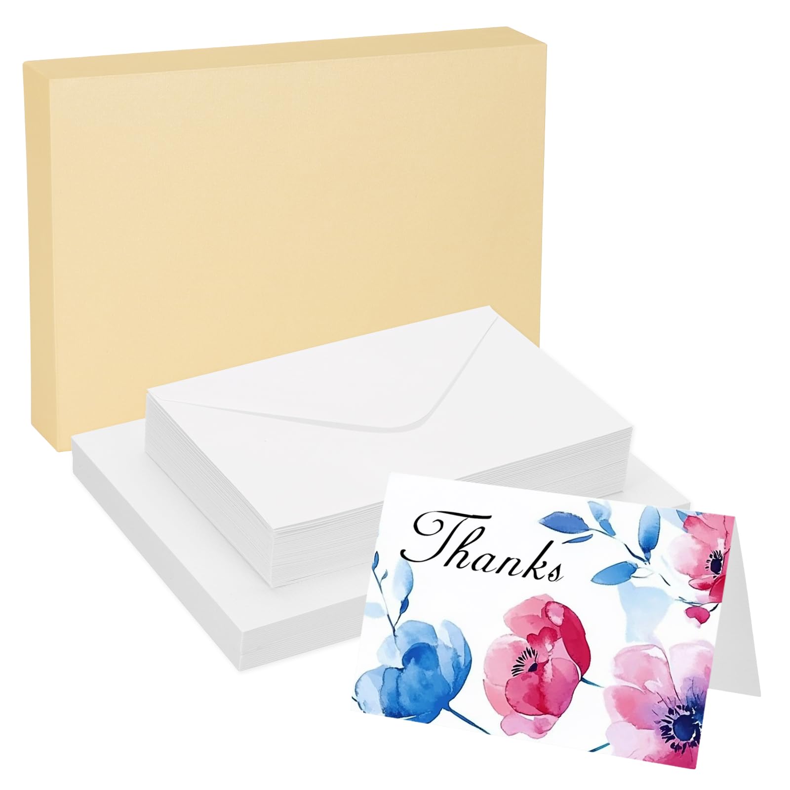PATIKIL 25 Sets Pure Cotton Watercolor Cards 140lb/300 GSM Postcards with Envelopes for Art Painting Creative Thank Notes, 4x6 Inch Foldable Size(Yellow Box)
