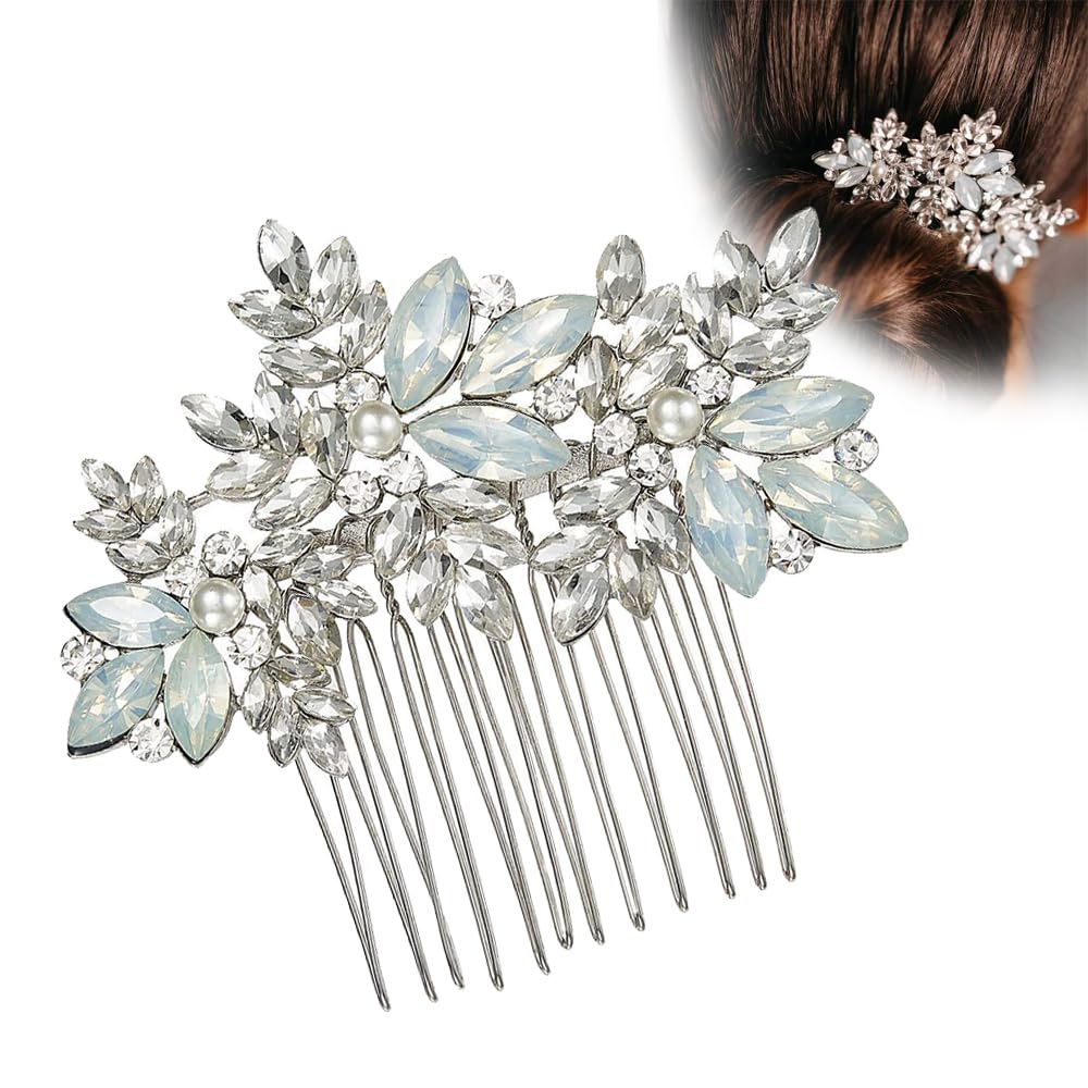 TAIOSNADJ Crystal Bridal Hair Comb Handmade Hair Accessories Wedding Rhinestone Hair Side Comb for Bride Wedding Prom Flower Girl Headpieces