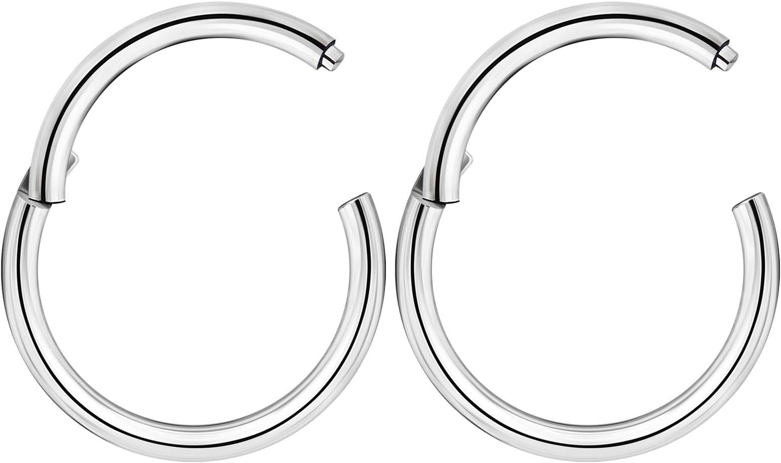 2pcs Surgical Steel High Polished Hinged Segment Hoop Nose Clicker 14 Gauge Earrings Septum Piercing Jewellery Choose Sizes