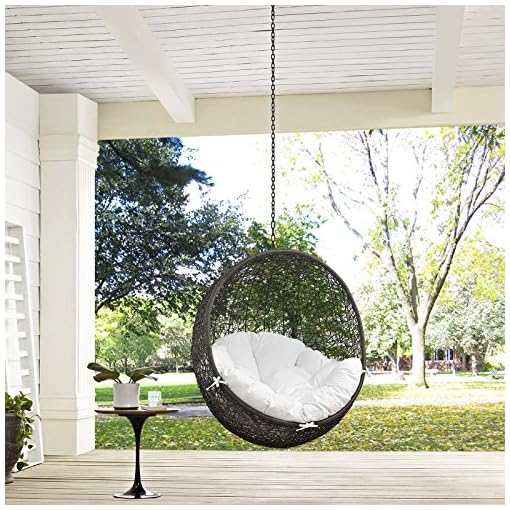 Modway Hide Wicker Rattan Outdoor Patio Swing Chair with Hanging Steel