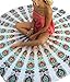 EVALESS Indian Mandala Roundie Beach Throw Tapestry Round Yoga Mat White
