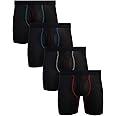 Reebok Men's Boxer Briefs - 4 Pack Soft Performance Boxers for Men with Fly Pouch - Quick Dry Active Mens Underwear Pack S-XL